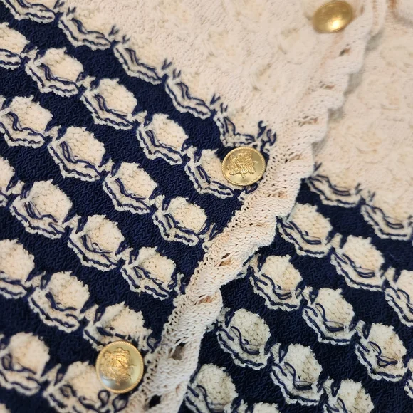 J. Crew Cream and Navy Cardigan Sweater - Picture 5 of 15